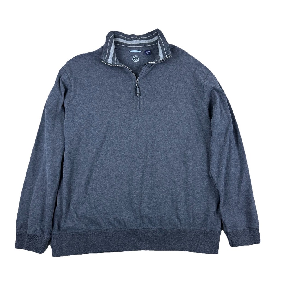 Tasso Elba Mens 1/4 Zip Pullover Charcoal Gray 100% Cotton‎ Large Smart Casual
